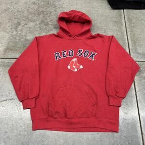 vintage boston red sox spell out red heavyweight hoodie size large